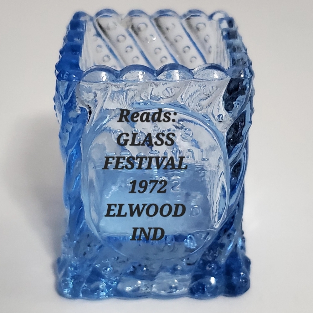 1972 St. Clair Glass Light Blue Art Glass Festival Souvenir Toothpick Holder - Picture 3 of 13